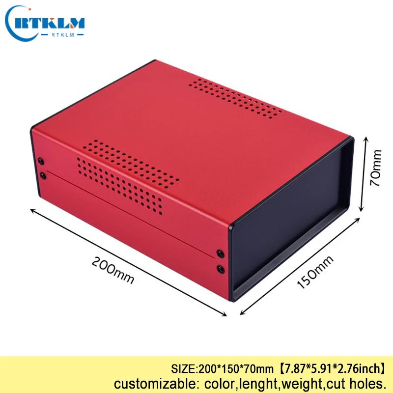 Iron project box housing for electronics diy wire connection box instrument case custom desktop enclosure 200*150*70mm black box