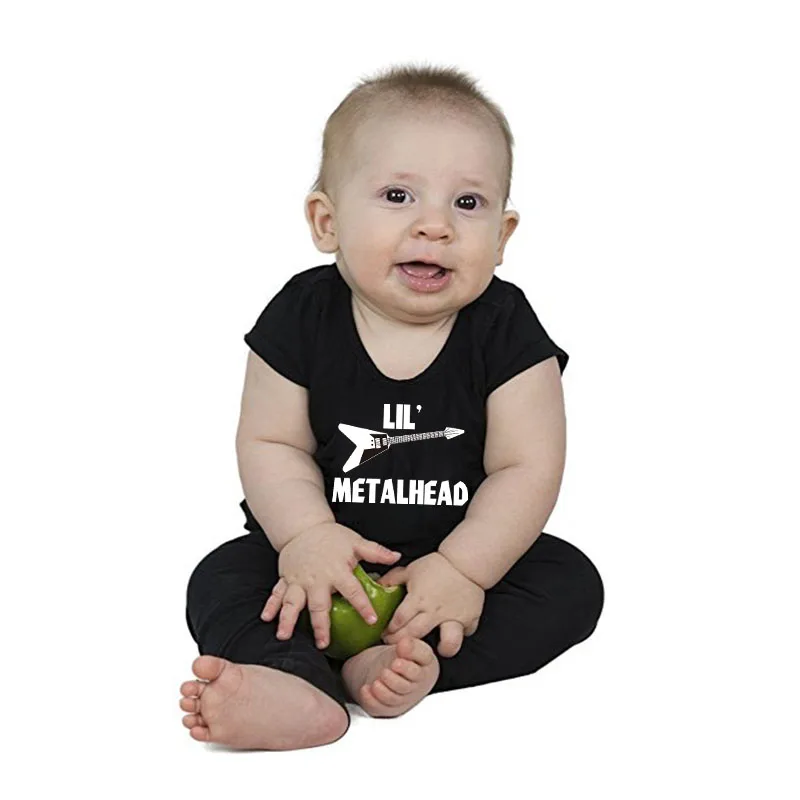 Culbutomind Lil' Metal Head Short Sleeve One Piece Baby Body Suit with Customized Name Cap NB-12Months Baby Summer Boy Girl _ - AliExpress Mobile