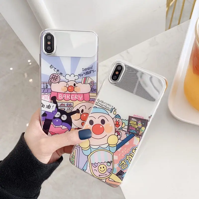 

Japanese cartoon cute bread Superman makeup mirror silicone soft cover case for iphone MAX XS XR 6 7 8 plus X phone cases