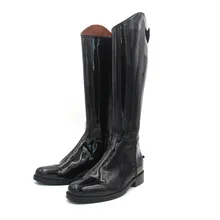 Обувь для верховой езды Лакированная кожа коровы с кожаной стелькой подошва выездке сапоги-казаки Индивидуальные Оборудование для верховой езды