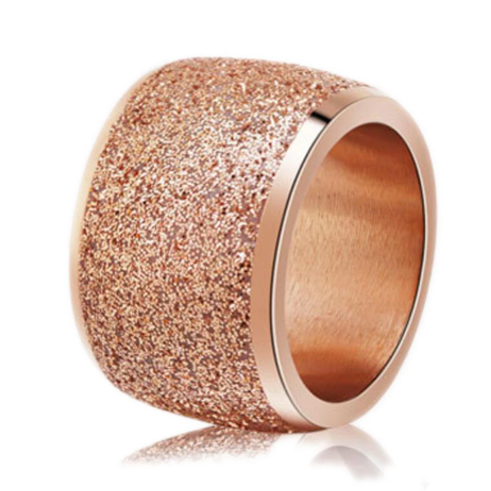 NIBA гравировка горячие продажи колец 16 мм серебро/розовое золото-цвет скраб нержавеющая сталь обручальное кольцо