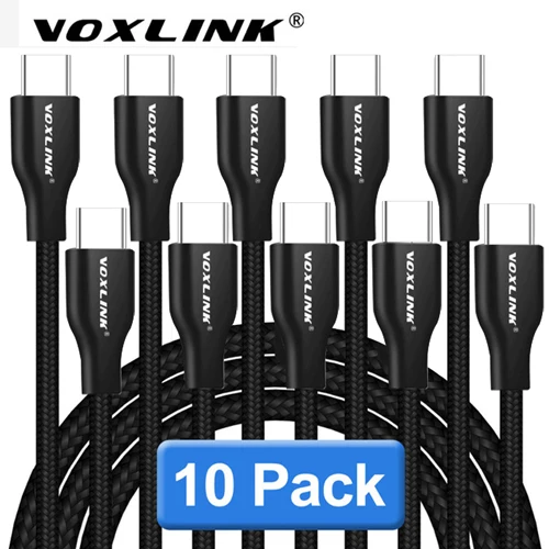 VOXLINK usb type C USB 2.4A кабель USB C type-C кабель для синхронизации и зарядки для huawei P20 Mate20 OnePlus 2 ZUK Z1 LG G5 Xiaomi 8SE HTC10 - Цвет: Black 10pcs cable