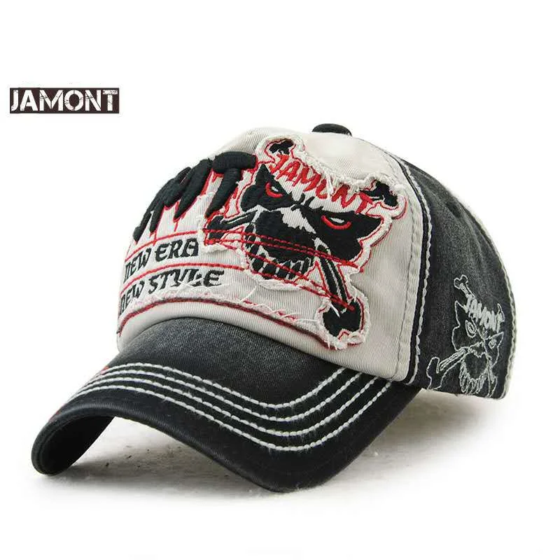 

JAMONT high quality baseball cap men and women tiger head washing cotton 5 panel Snapback hat retro cake neutral couple sun hat