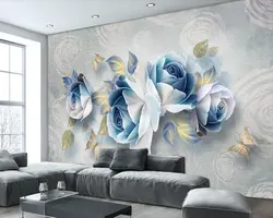 Тиснением роза Европейская объемный цветок обои фрески papel де parede для гостиной диван ТВ wall спальня кухня ресторан