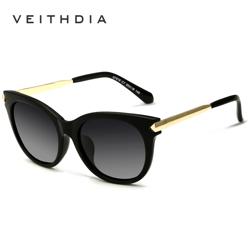 Женские солнцезащитные очки VEITHDIA, винтажные очки "кошачий глаз" из пластмассы TR90 с поляризационными стеклами с УФ-защитой, модель 7016