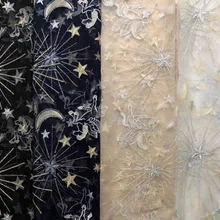 5 ярдов мягкий тюль звезда лошадь вышивка кружевная ткань, цветочный металлик свадебное платье кружевная ткань цвета шампанского 150 см в ширину