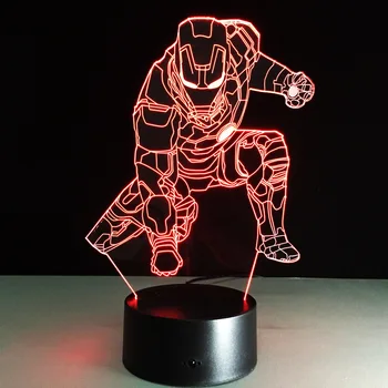 

3D Colors Changing Mood Lamp Flash Toy Captain America Spiderman Ironman Batman Figures Party Iron Man lampada Drop Shipping