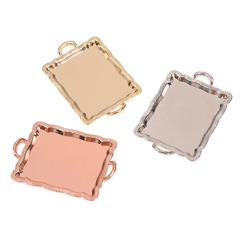

1/12 Dollhouse Miniature Accessories Mini Metal Plate Simulation Tray Model Toys for Doll House Decoration Baby Furniture Toy