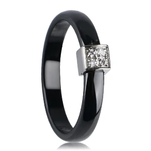 3 мм ширина гладкие керамические кольца для женщин розовые черные белые тонкие керамические кольца уникальные обручальные кольца модные ювелирные изделия - Цвет основного камня: Black Ring
