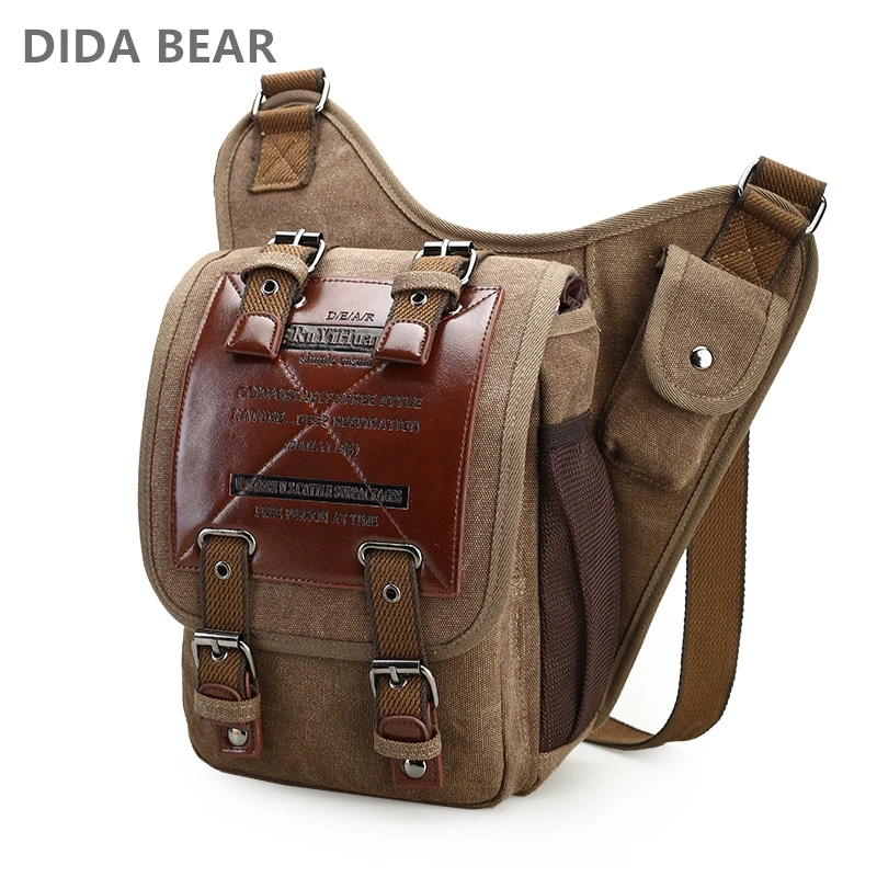

2018 Men Crossbody Bags Male Canvas Shoulder Bags Boy Messenger Bags Handbags for Travel Vintage Style Casual Brown Bag