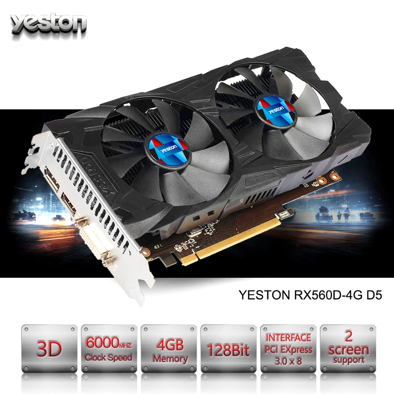 Aliexpress.com : Buy Yeston Radeon RX 560D GPU 4GB GDDR5 128 bit Gaming ...