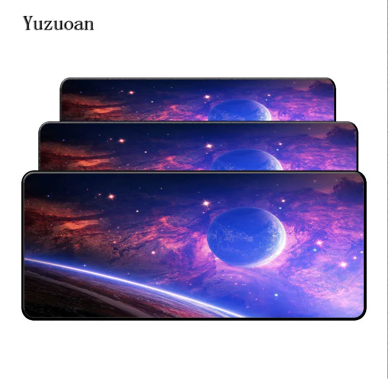 Yuzuoan Large Gaming Mouse pad Mousepad Star Space Waterproof Extended Lock Edge Computer Desk Notb