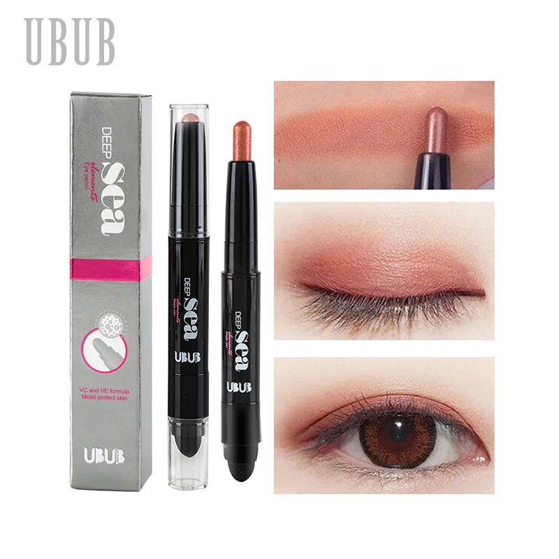 

UBUB Double Head Eyeshadow Pencil Shimmer Luminous Earth Color Long Lasting Glitter Eye Shadow Palette Eyeshadows Korean Makeup