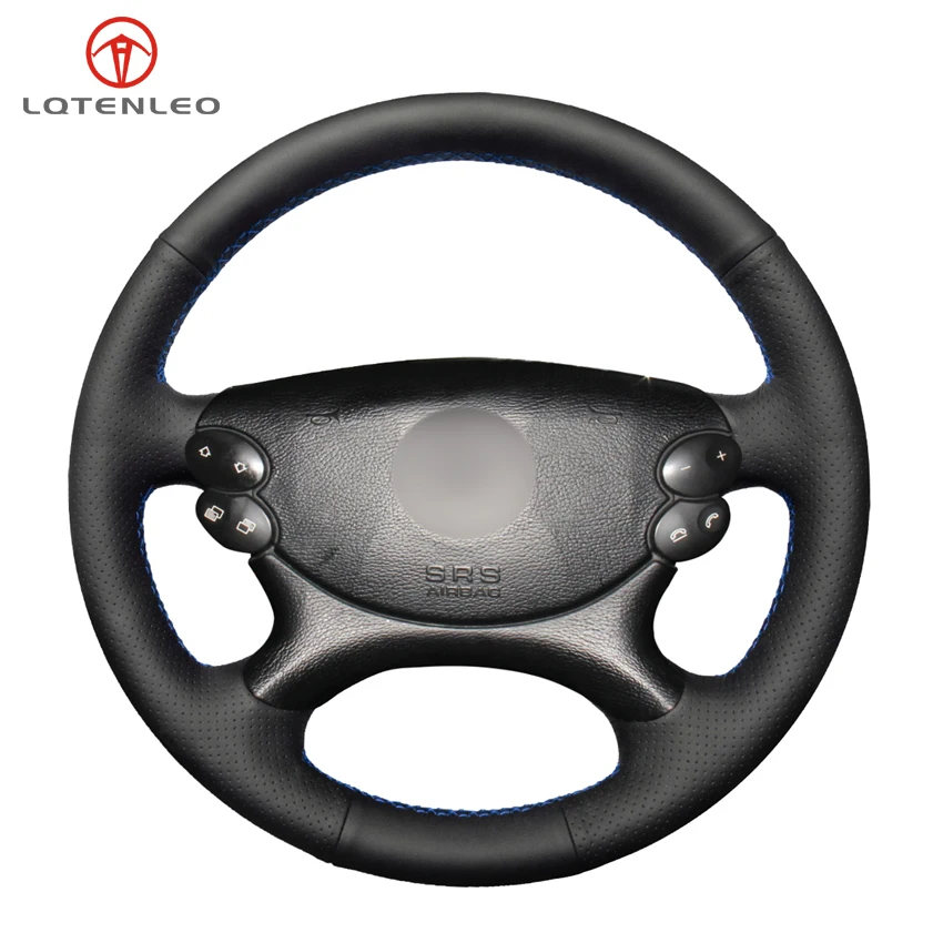 

LQTENLEO Black Artificial Leather Car Steering Wheel Cover For Mercedes Benz E-Class W211 E230 E280 E350 CLS-Class CLS350 CLS500