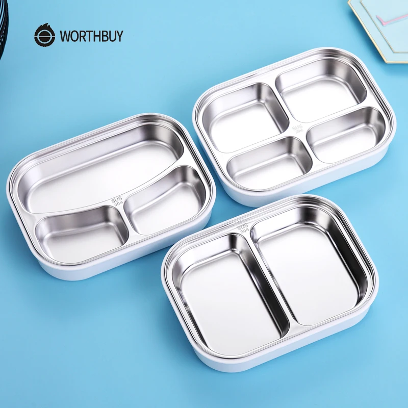 WORTHBUY японский цветной узор Bento Box 304 Ланч бокс из нержавеющей стали с отсеками для