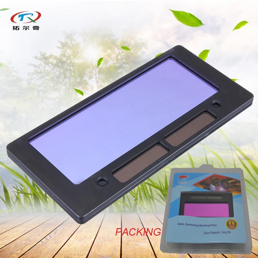 Online Filtro de soldadura de oscurecimiento automático 1 Juego con embalaje de protección Solar y batería vidrio de soldadura automática para Máscara de Soldadura TRQ 1100 1pp