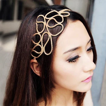

Metallic Gold Braid Braided Hollow Elastic Stretch Hair Band Headband Accessories NShopping