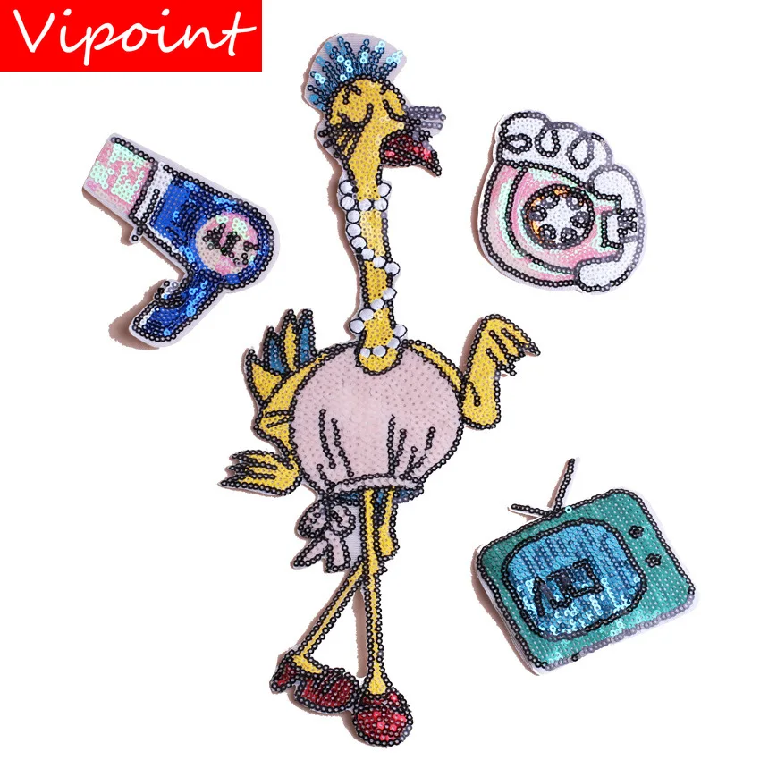 

VIPOINT embroidery Sequins big bird patches animal patches badges applique patches for clothing JW-75