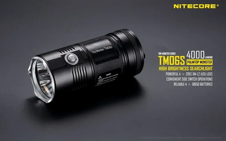 Acampamento ao ar Água sem 18650 Top de Vendas Frete Grátis Nitecore 4000 Lumen Cree Xm l2 Tm06s u3 Levou Levou Lanterna à Prova d' Tocha Livre 2 flashlight waterproof