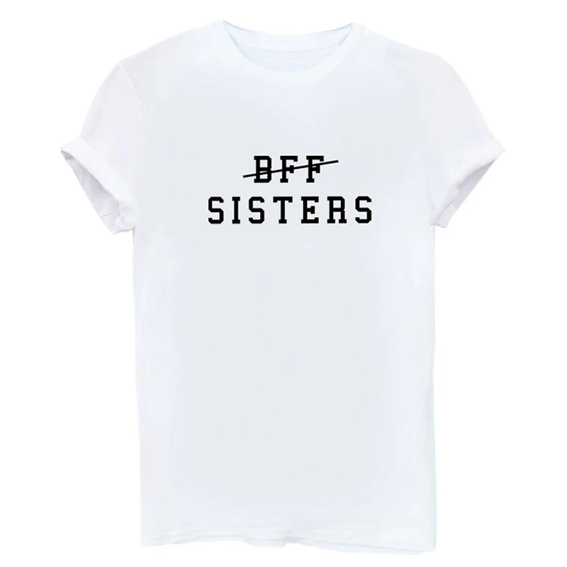 Летняя женская футболка 2018 Новая мода BFF SISTERS Повседневная с буквенным принтом