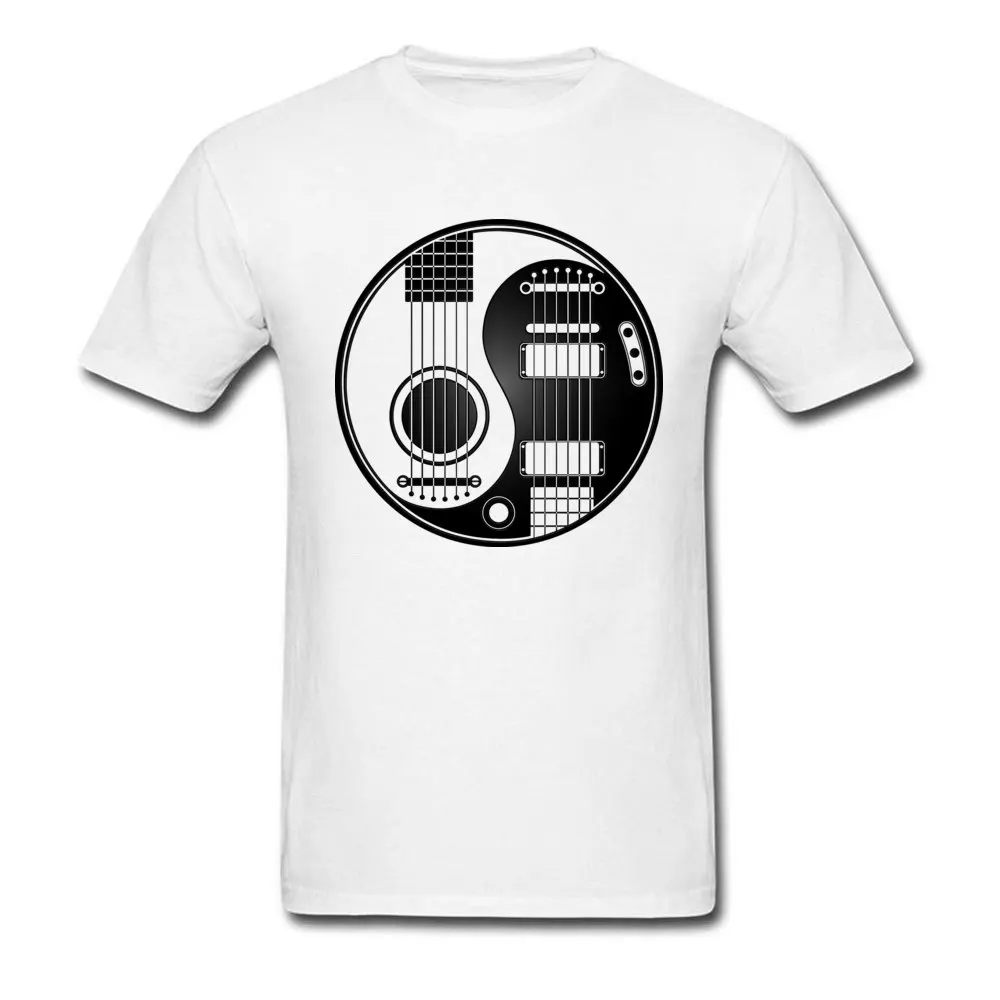 Acoustic Electric Guitars Yin Yang Tops Shirt Brand Round Neck T-Shirt Family Short Sleeve Cotton Fabric Mens T Shirt Acoustic Electric Guitars Yin Yang white