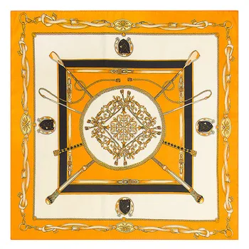 

60cm*60cm Whip Chain Small Square Scarves Hijab Luxury Brand Women Twill Silk Scarf 2020 New Fashion Headband Print Scarf