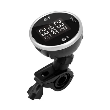 

Universal Wireless Motorcycle TPMS Tire Pressure With Time Display Motorcycle Tire Pressure Sensor 2 External Sensors 5