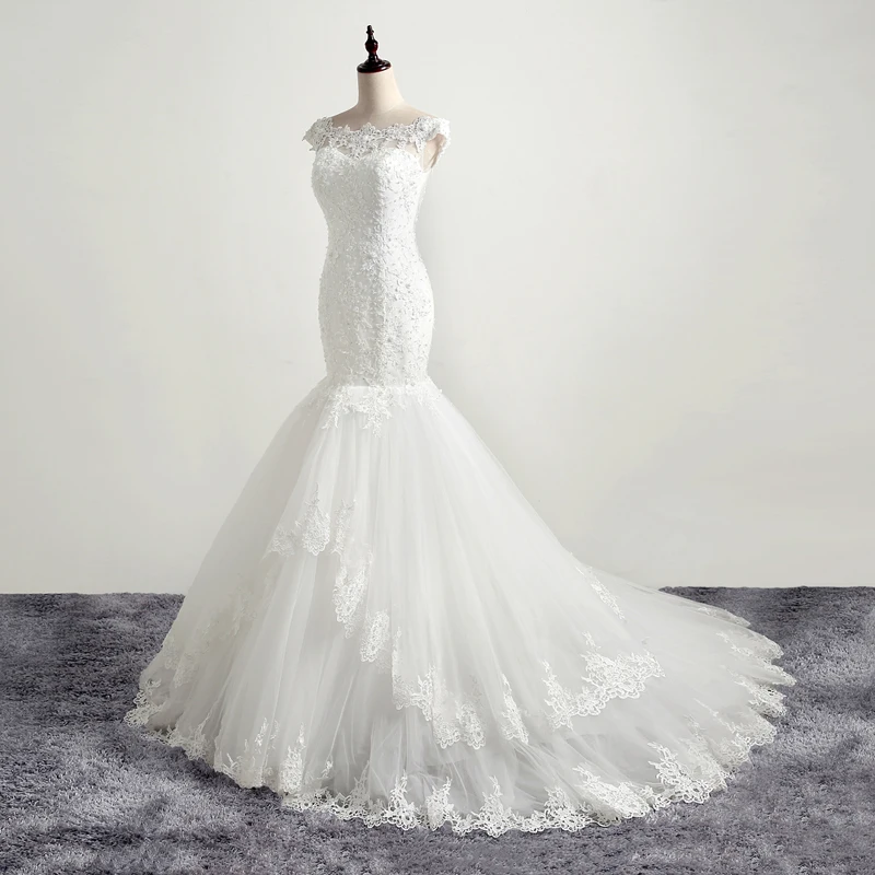 Fansmile Vestido De Noiva Высокое качество Кружева Русалка Свадебные платья плюс размер настроить свадебное платье FSM-101M