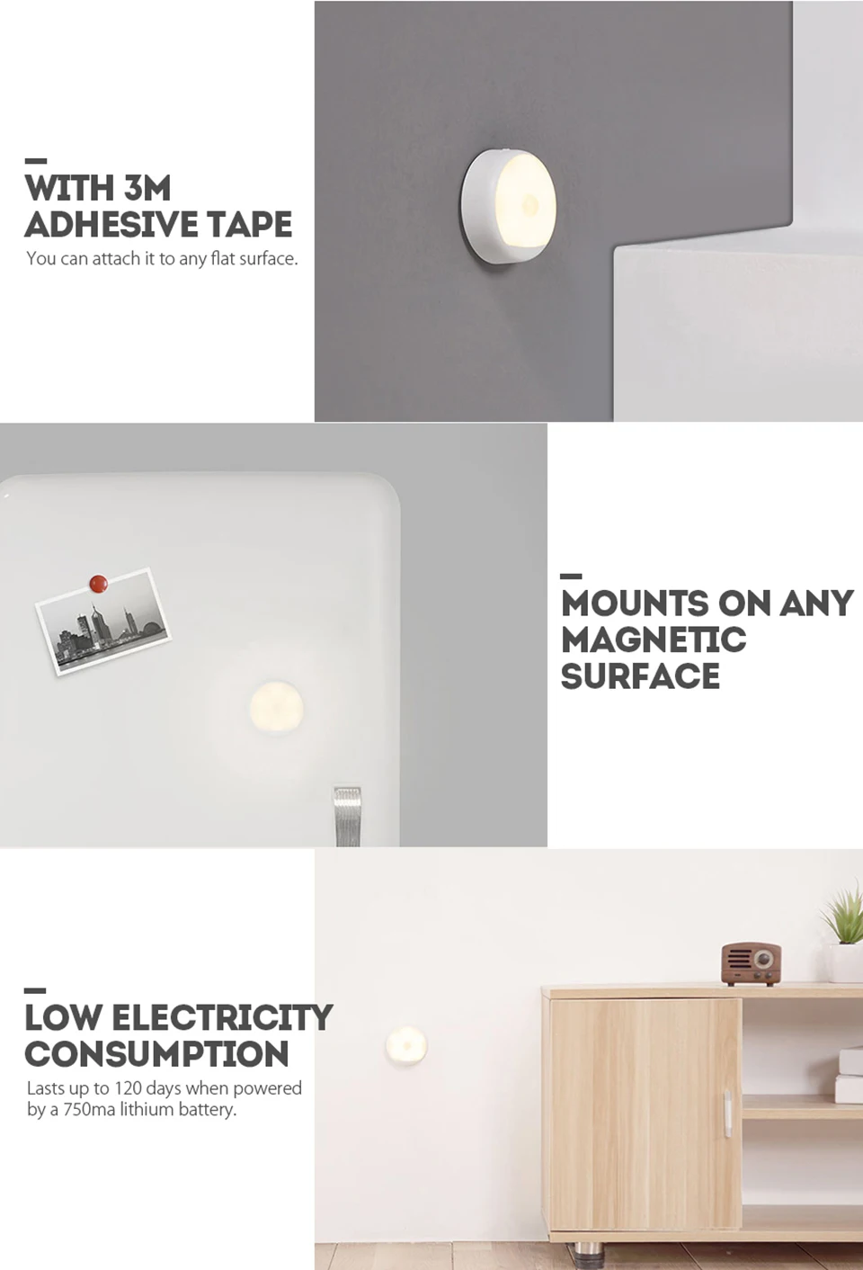 (USB Charge ) Xiaomi Mijia Yeelight LED Night Light Infrared Magnetic with hooks remote Body Motion Sensor For Xiaomi Smart Home (3)