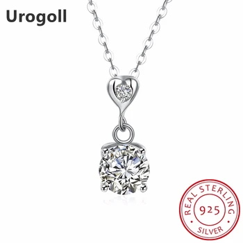 

Fine Jewelry 925 Sterling Silver Jewelry Link Chain Chokers Necklaces For Women Big Round CZ Crystal Pendant Necklaces Gifts