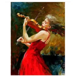 RIHE девушка, играющая на скрипки-картина по номерам, рамки окраски по номерам, домашний декор холст живопись, модульная Настенная картина