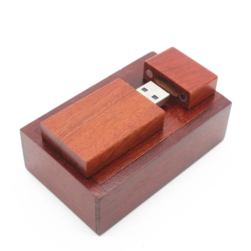 JASTER флеш-диск usb 2,0 деревянная usb коробка ручка-накопитель 5 цветов большой квадратный блок 4 ГБ/8 ГБ/16 ГБ/32 ГБ/64 Гб Пользовательский логотип цветная печать - Цвет: Redwood USB BOX