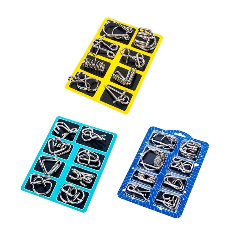 

8pcs/Set Nine-ring Series Metal Wire Puzzle Interesting IQ Mind Brain Teaser Puzzles Games Educational Toys For Kids Children
