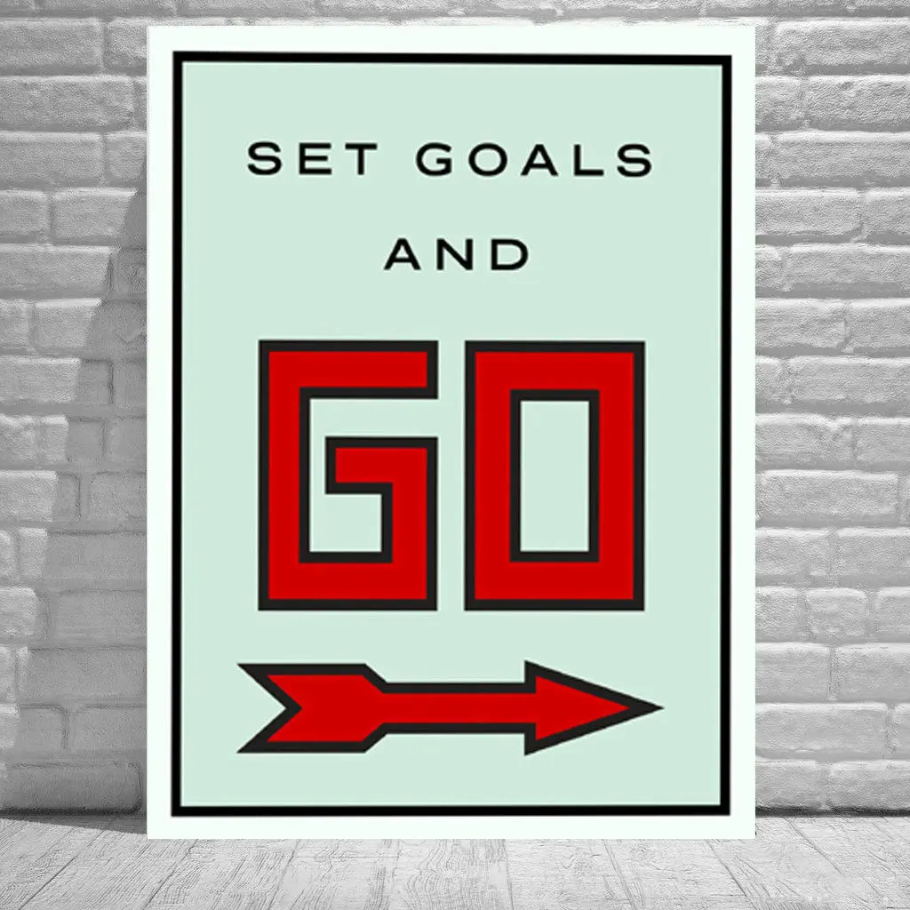 

Alec Monopolys Set Goals And Go Abstract Wall Art Oil Painting Poster Canvas Painting Print Pictures for Living Room Home Decor