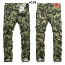 Evisu, дышащие, высокое качество, трендовые, модные мужские брюки, теплые джинсы, прямые, с принтом, для отдыха, с принтом, камуфляжные, мужские брюки