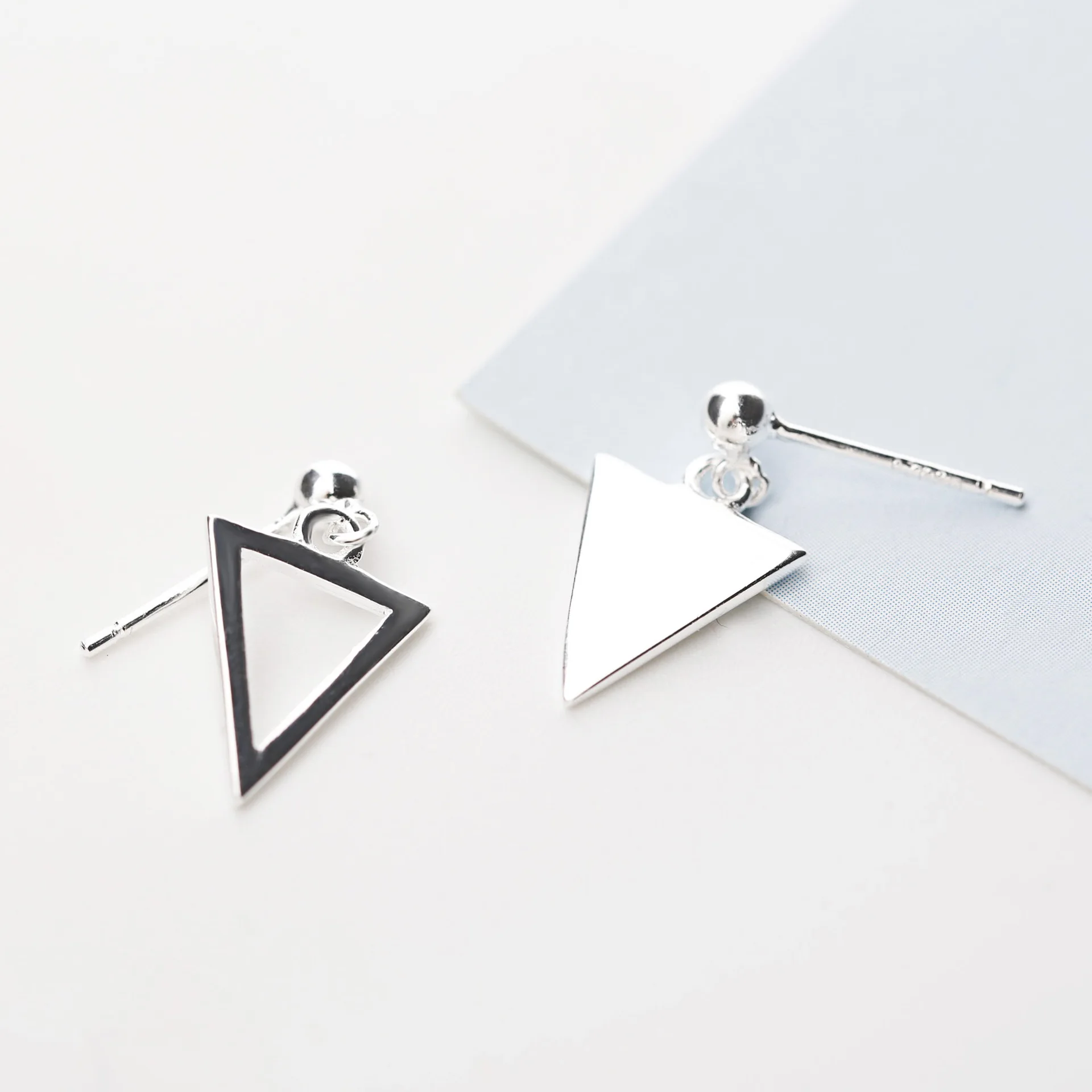 asymmetric triangle 100% 925 Sterling silver Jewelry fashion Hypoallergenic Stud earrings for women gift
