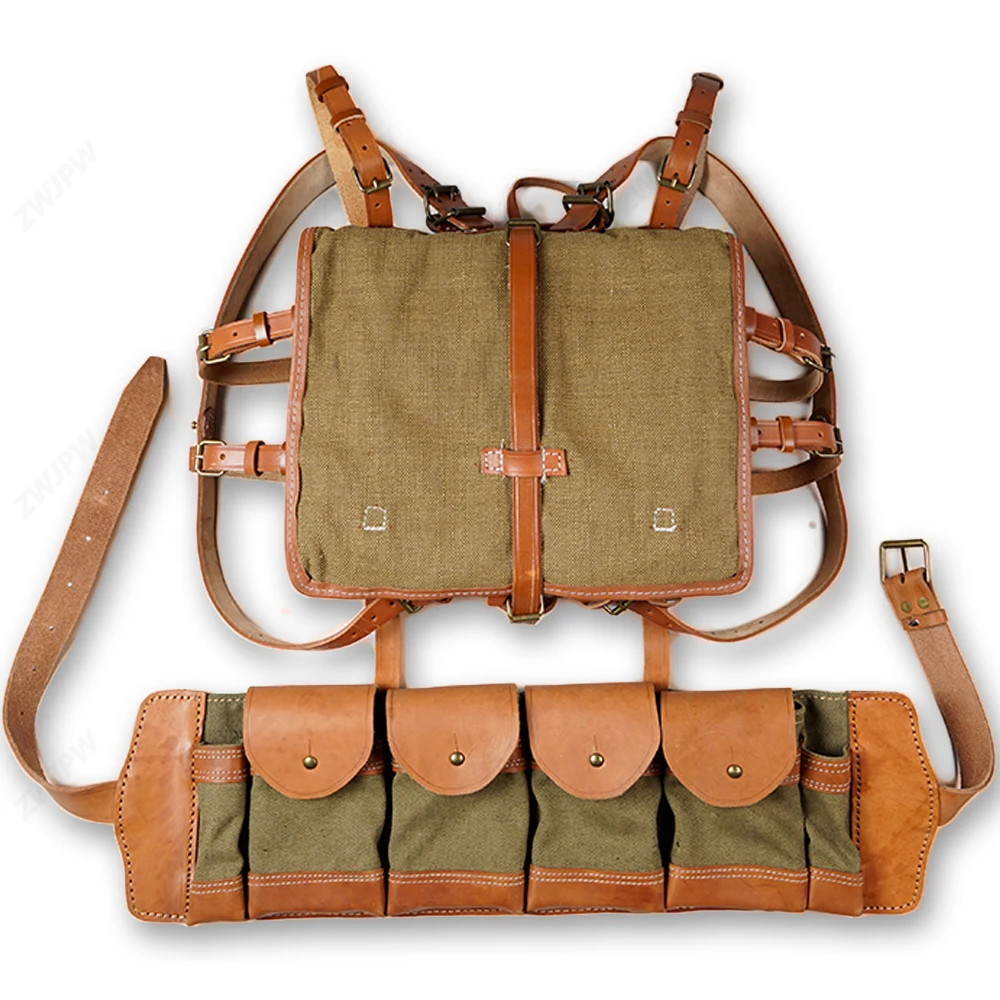 

WW2 CHINESE ARMY KMT PACKAGE FIELD EQUIPMENT WITH WOODEN FRAM WITH Czech AMMO POUCH- World military Store