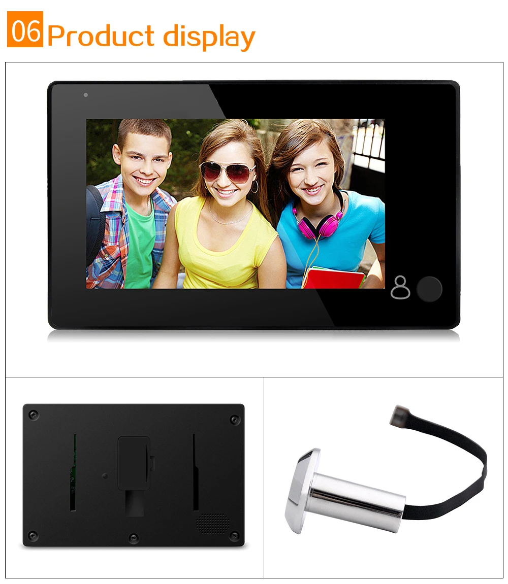 NAIERDI Digital Door Viewer Camera Wireless 4.3 Inch LCD Screen Front Door Peephole Camera With Motion Detection 180 Day Battery Life Two Way Video Call 170 Degree Hd Night Vision Work With Alexa Tuya