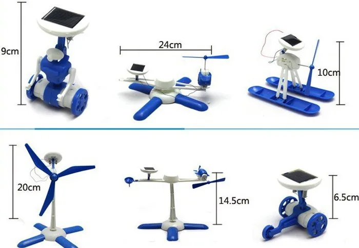 Стиль 6 в 1 Набор солнечных игрушек робот ветряная мельница самолет автомобиль Развивающие DIY комплекты солнечной энергии новые роботы детские игрушки для детей