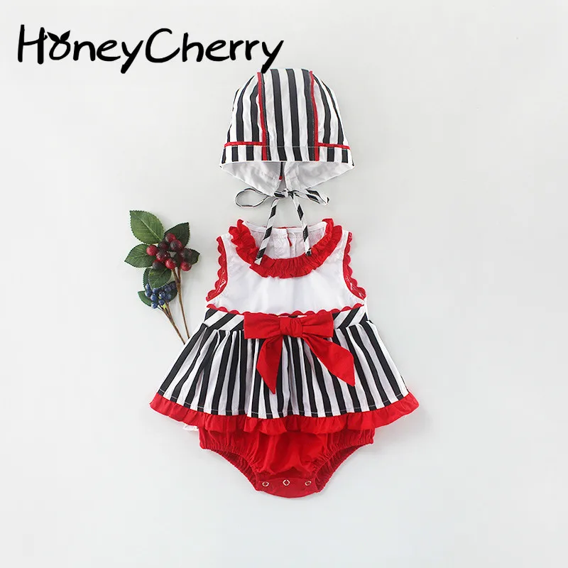 

Summer Baby Bodysuits 2019 Baby Hu Butterfly Knot Princess Stripe Triangle Happy Skirt Baby Girl Clothes