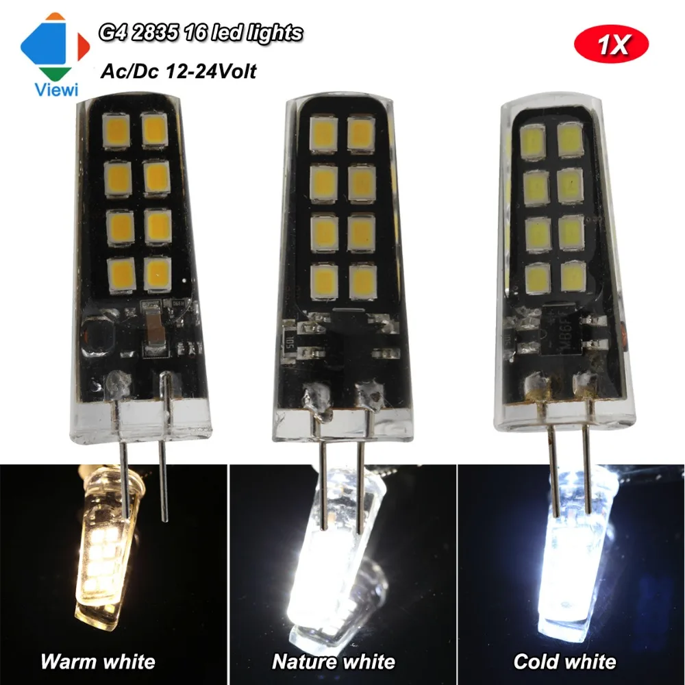 Viewi G4 led bulb Ac Dc 12 24 volt bulbs light 3W 2835 16 leds super bright 2800K 4200K 6000K 12v 24v energy saving home lamp | Лампы и