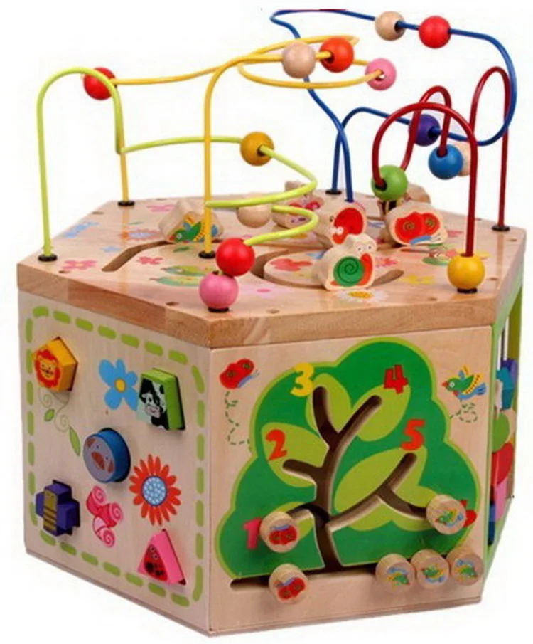 

Children large hexagonal blocks around the bead beaded treasure chest early childhood educational wooden toys nursery toys