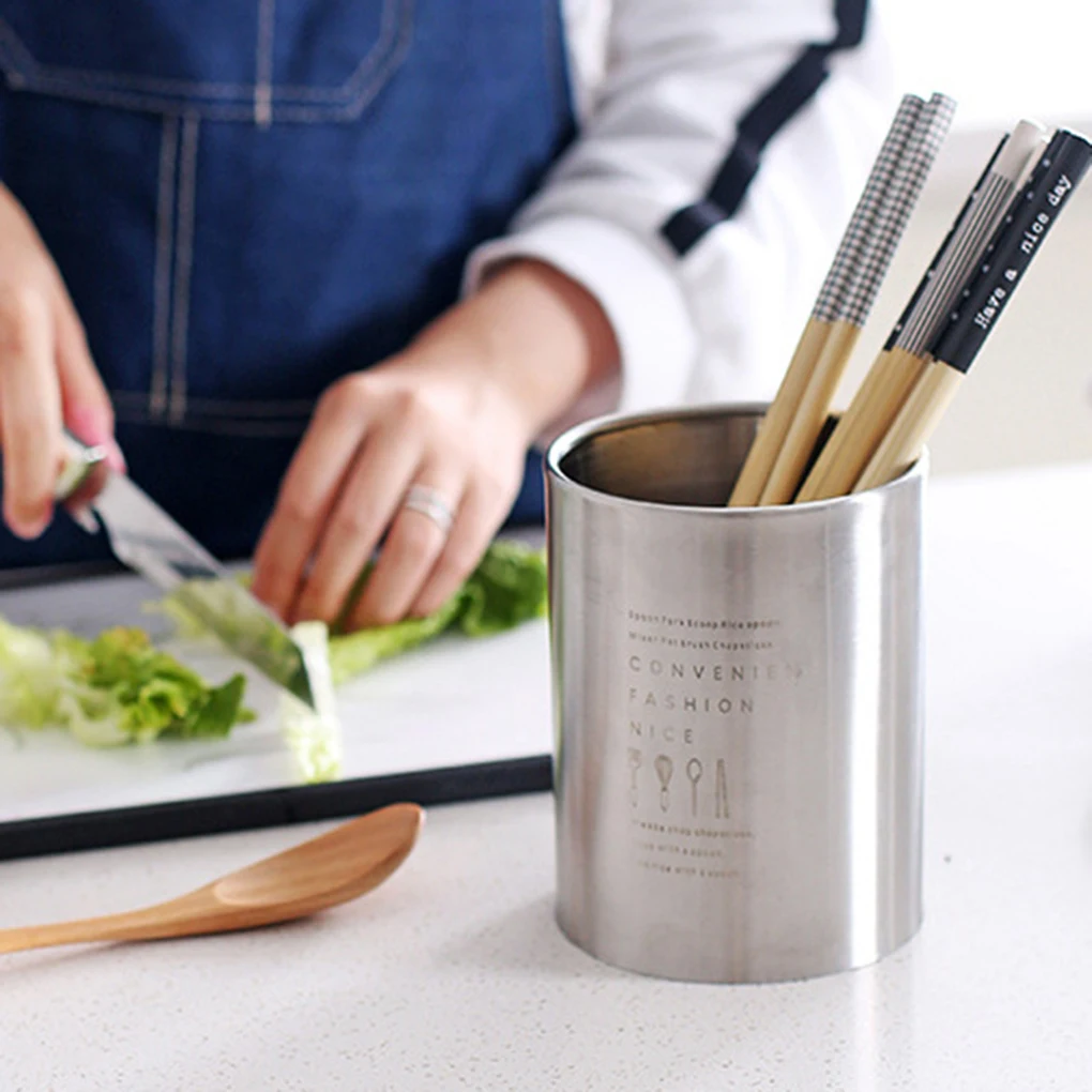 

Simple Style Kitchen Stainless Steel Utensil Cooking Spoon Tool Multi-function Storage Tool Chopstick Holder