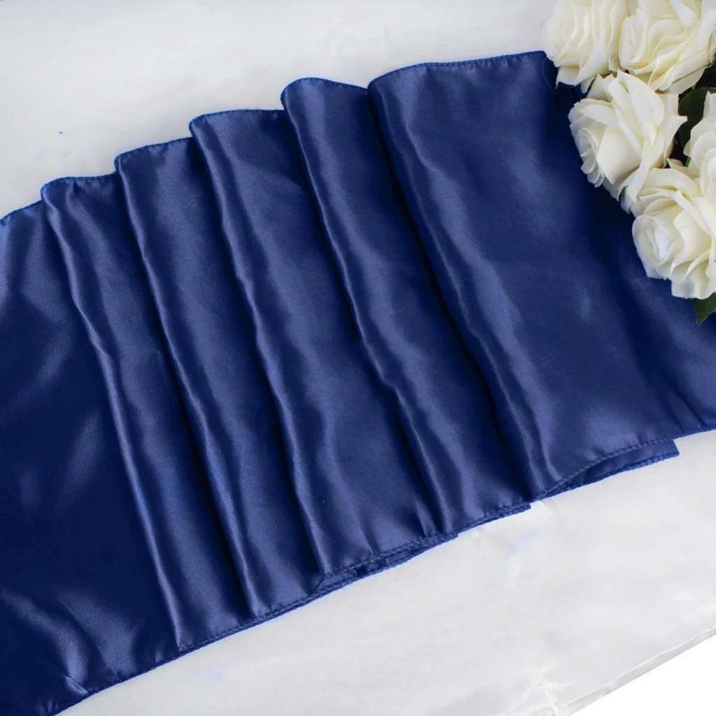 Satin Table Runner Birthday Wedding Party Venue Table Decoration for Home Restaurants Use Navy Blue