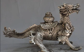 

decoration bronze factory outlets Tibet Silver china silver fengshui dragon head Kirin beast wealth lucky Treasure bowl statue