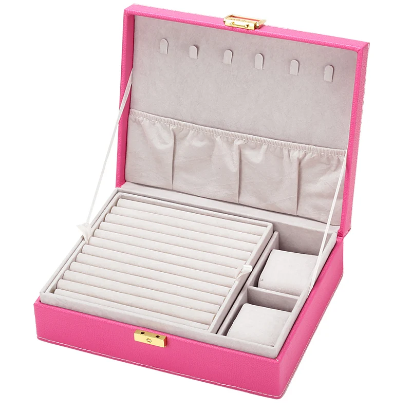 Buy New Fashion Large Capacity Jewelry Box Watches Rings Necklace Jewelry