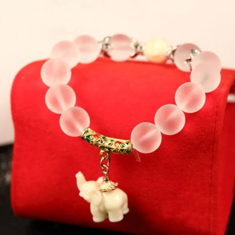 Модные матирующие браслеты из натурального кристалла стрейч браслет со слонами для женщин приносят удачу и богатство подарок на день рождения CX17
