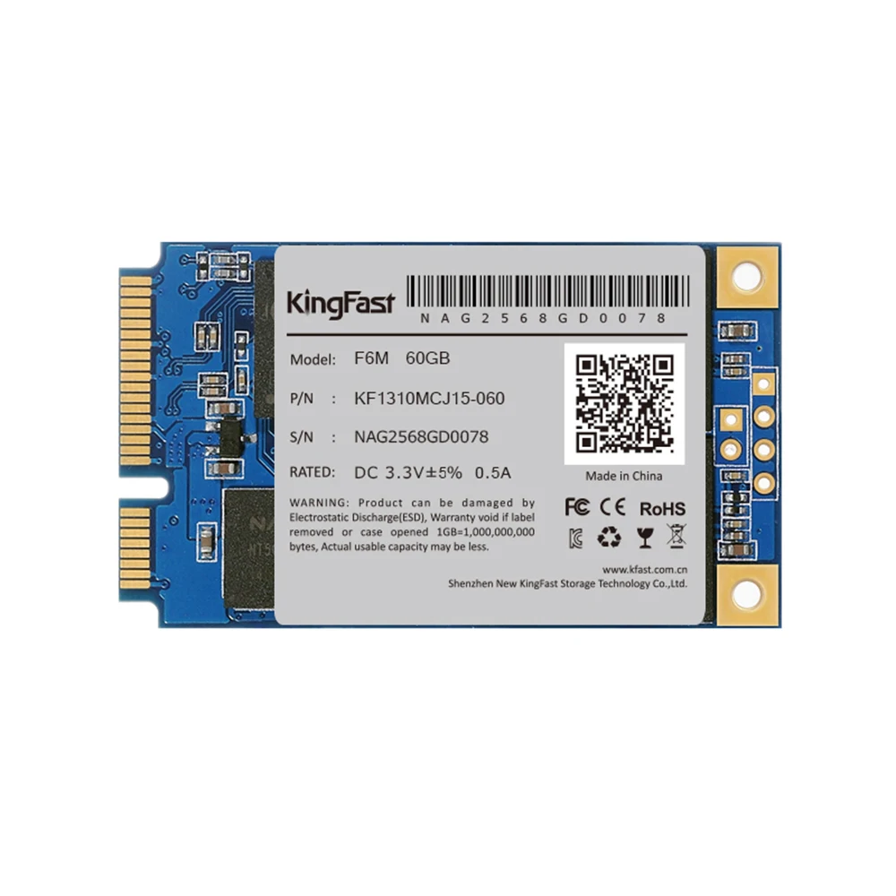 ФОТО SSD 60GB Kingfast F6M mSATA SSD Hard Drive for Computer 1.3