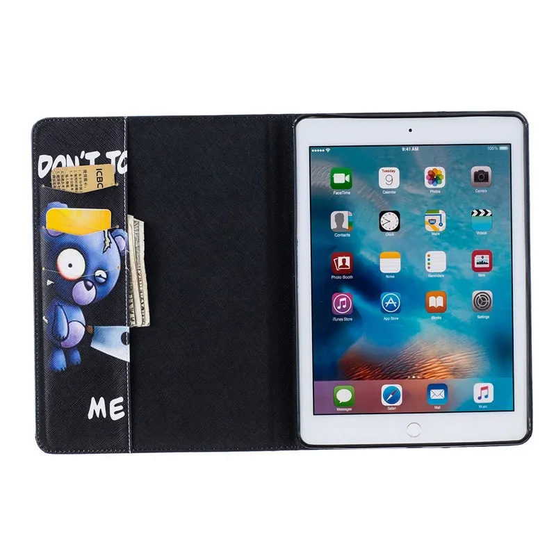 Cute Bear Case PU Leather For Ipad Pro 9.7 Case for Ipad Pro Mini Butterfly Flower Stand Tablet Cover 9.7 Inch Wallet Fip Cases (35)
