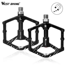 WEST BIKING Aluminum Alloy Bike Pedals 3 Sealed Bearings With Magnetic Bicycle Pedals Non-slip Bike Accessories Road MTB Pedals